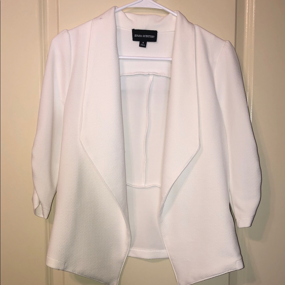 Cream Open-Front Blazer Jacket